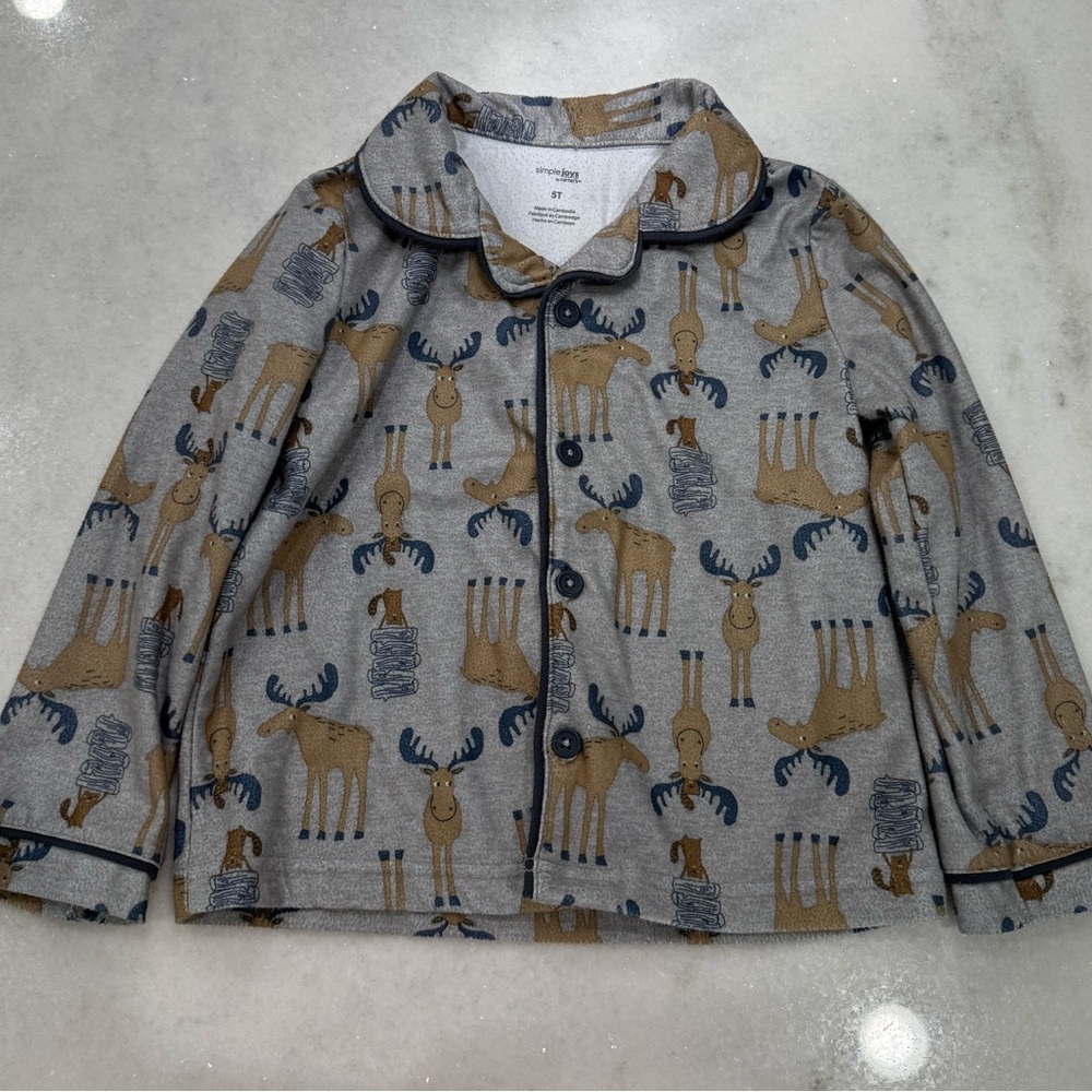 Kids Gray Moose Pajamas